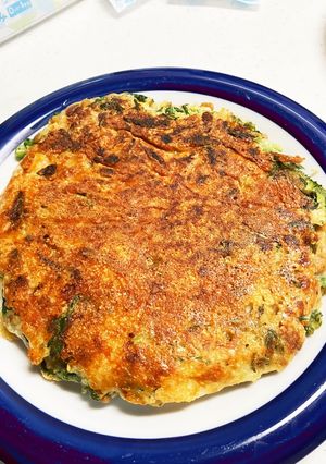 米粉活用♪春菊納豆キムチのチーズチヂミ-レシピのメイン写真