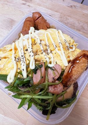 オムそば☆香りいい三つ葉のバター炒め弁当-レシピのメイン写真