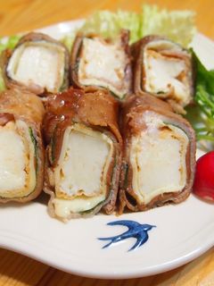 簡単満足♪厚揚げの梅しそチーズ肉巻き-レシピのメイン写真