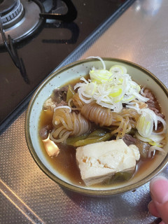 牛コマと豆腐と糸こんにゃくのすき煮-レシピのメイン写真