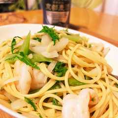 わさび菜とエビのエスニックパスタ-レシピのメイン写真