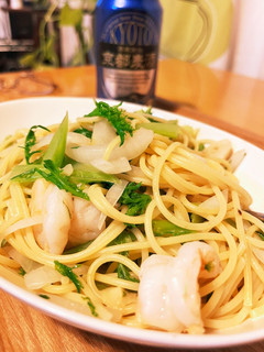わさび菜とエビのエスニックパスタ-レシピのメイン写真