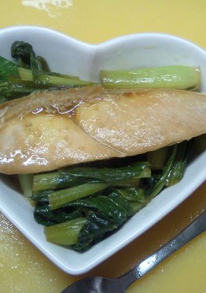 冷凍さけ＆チンゲンサイのわさび醤油焼き　-レシピのメイン写真