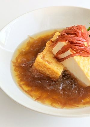 片栗いらず！塩蔵ミリン餡かけの厚揚げ豆腐-レシピのメイン写真