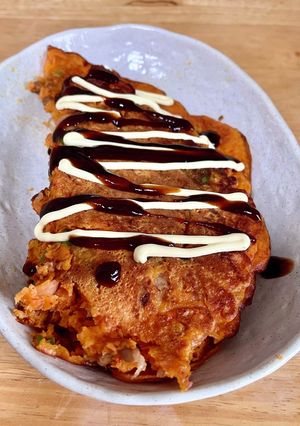 簡単！米粉でキムチ納豆お好み焼き-レシピのメイン写真