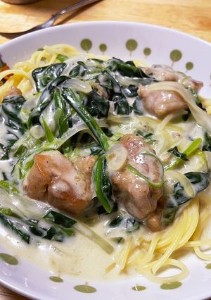 照り焼きチキンのクリームパスタ-レシピのメイン写真