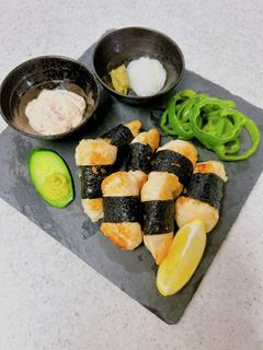 ささみの海苔巻き焼き♪梅マヨ添え-レシピのメイン写真