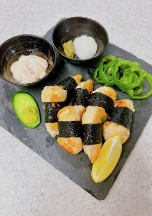 ささみの海苔巻き焼き♪梅マヨ添え-レシピのメイン写真