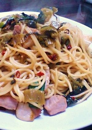 塩豚と高菜のオイスターソースパスタ-レシピのメイン写真