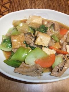 豚肉と青梗菜と厚揚げのあんかけ炒め煮-レシピのメイン写真