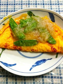 プレーンオムレツの絹さやおろしあんかけ-レシピのメイン写真