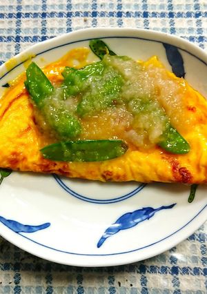 プレーンオムレツの絹さやおろしあんかけ-レシピのメイン写真