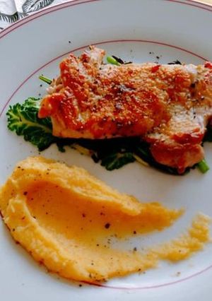 鶏モモ肉のカレー風味、ルタバガディップと-レシピのメイン写真