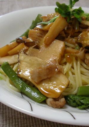 主食～エリンギと筍の中華風パスタ-レシピのメイン写真