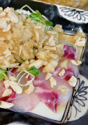 鯛の刺身 新タマネギたれ-レシピのメイン写真