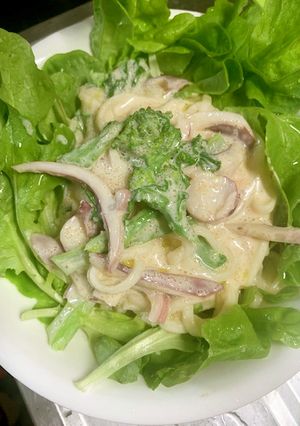 水切り豆乳ヨーグルトの明太子うどん-レシピのメイン写真