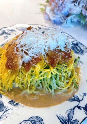 パリパリチキンが美味♡胡麻ダレ冷やし中華-レシピのメイン写真