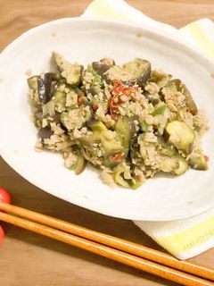 大豆ミートで!ナスのそぼろ炒め-レシピのメイン写真