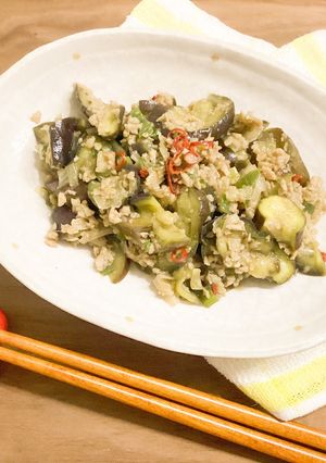 大豆ミートで！ナスのそぼろ炒め-レシピのメイン写真