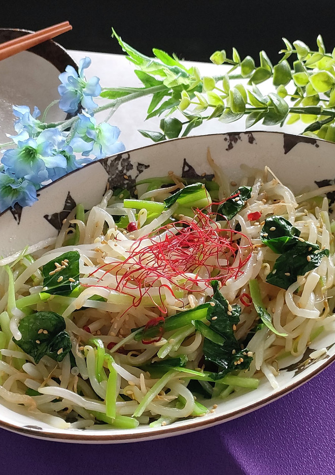 レンジde小松菜ともやしの旨塩ナムル-レシピのメイン写真