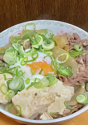 牛肉＆新玉ねぎ＆豆腐のすき焼き風-レシピのメイン写真