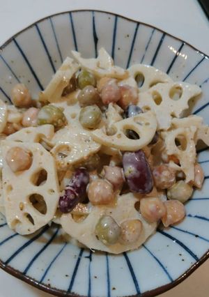 簡単！腸活♪れんこんと豆のごまマヨサラダ-レシピのメイン写真