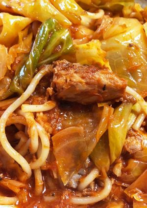 トマトジュースとサバ缶のスパゲッティ-レシピのメイン写真