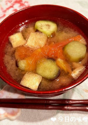 なす*トマト*お揚げのお味噌汁♪-レシピのメイン写真