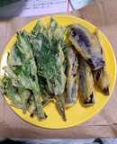 米粉活用　明日葉と茄子の米粉天ぷら