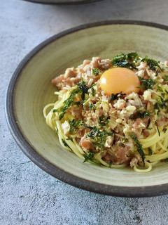 月見鶏そぼろパスタ-レシピのメイン写真