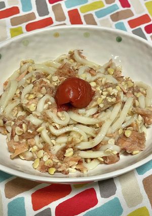 超簡単☆納豆おろし梅鮭うどん♪♪-レシピのメイン写真