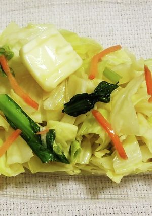 “カット野菜キャベツレンチン蒸し色々”-レシピのメイン写真