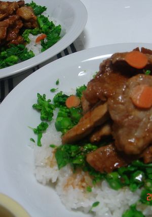 簡単♪ 菜の花ポンズ~★豚丼-レシピのメイン写真