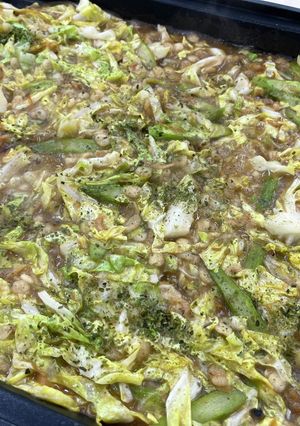 アスパラバターもんじゃ焼-レシピのメイン写真