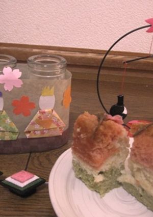 混ぜて蒸すだけ！米粉入りひし餅風蒸しパン-レシピのメイン写真