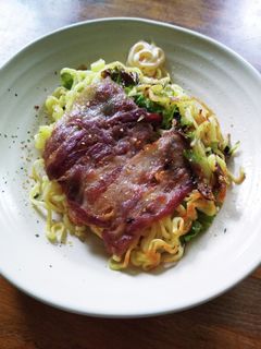 ホットサンドメーカー豚バラネギ塩焼きそば-レシピのメイン写真