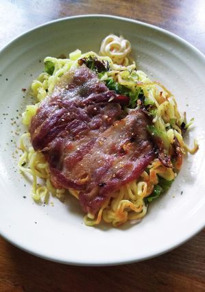 ホットサンドメーカー豚バラネギ塩焼きそば-レシピのメイン写真