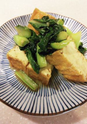 小松菜と厚揚げのニンニク醤油炒め-レシピのメイン写真