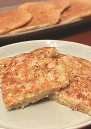 米粉でもっちり!納豆チーズのお好み焼き-レシピのメイン写真