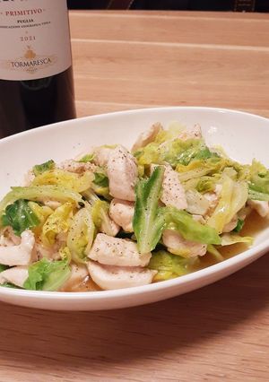 ワインに合う♪春キャベツと鶏肉の塩炒め-レシピのメイン写真