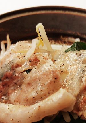 レンジで簡単！豚バラとモヤシの蒸ししゃぶ-レシピのメイン写真