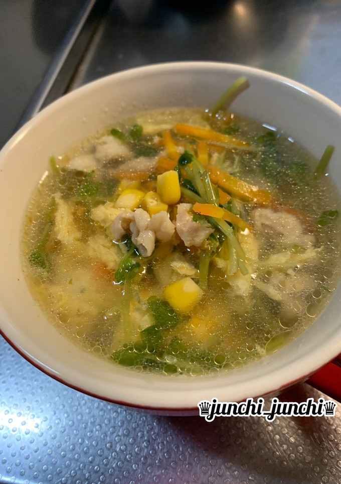 ★豆苗と鶏皮の中華スープ★-レシピのメイン写真