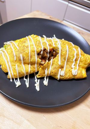 甘辛キャベツと納豆キムチ－ズの玉子包み-レシピのメイン写真