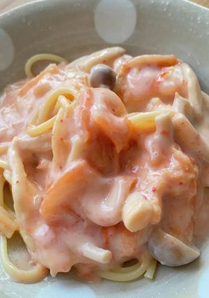 キムチとしめじのクリームパスタ-レシピのメイン写真