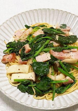 ほうれん草とベーコンのだし醤油パスタ-レシピのメイン写真