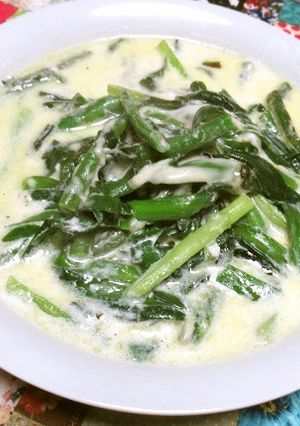 ニラといんげんの、たっぷりチーズみるく煮-レシピのメイン写真
