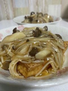 めんつゆで簡単!厚揚げのキノコあんかけ-レシピのメイン写真