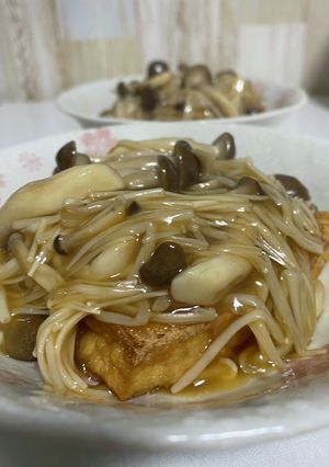 めんつゆで簡単!厚揚げのキノコあんかけ-レシピのメイン写真