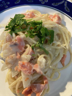 米粉活用 鮭のクリームパスタ-レシピのメイン写真