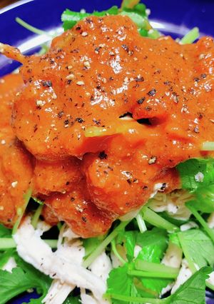 鶏むね肉と三つ葉の冷菜〜赤酒トマトソース-レシピのメイン写真